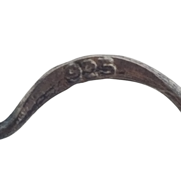 VINTAGE STERLING SILVER & GEMSTONE NATIVE AMERICAN DROP STYLE HOOK EARRINGS - Picture 5 of 5